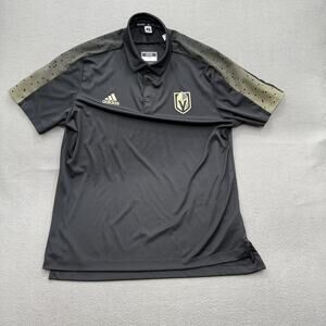 Vegas Golden Knights Shirt Mens XL Black NHL Hockey Adidas Parley Sleeve Polo